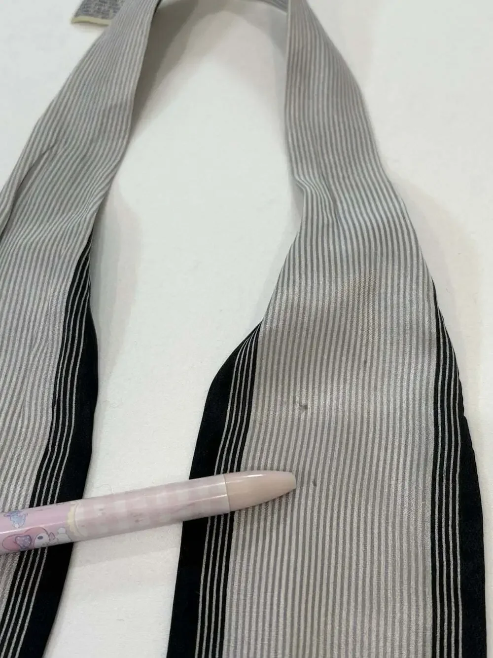 Vintage Sacha Silk Skinny Scarf Or Hair Accessory Made In Japan Gray &Black